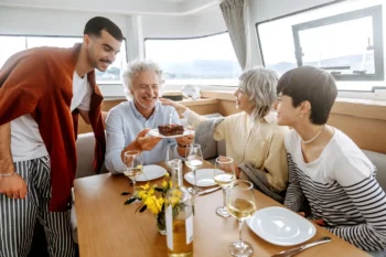 family celebrating birthday renting a yacht in dc